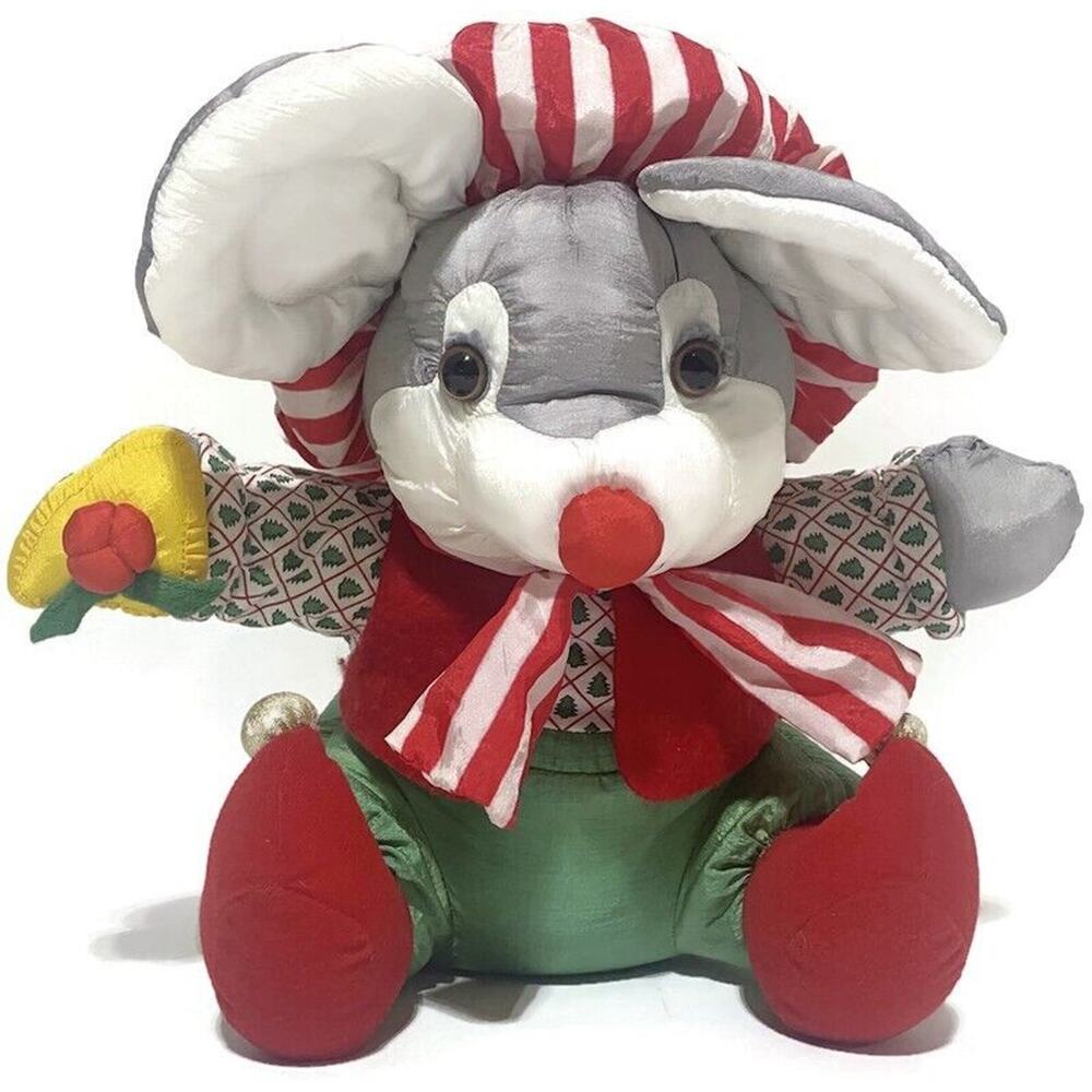 International Silver Company Christmas Mouse With Cheese Plush 12" Tall Sitting - Picture 2 of 8